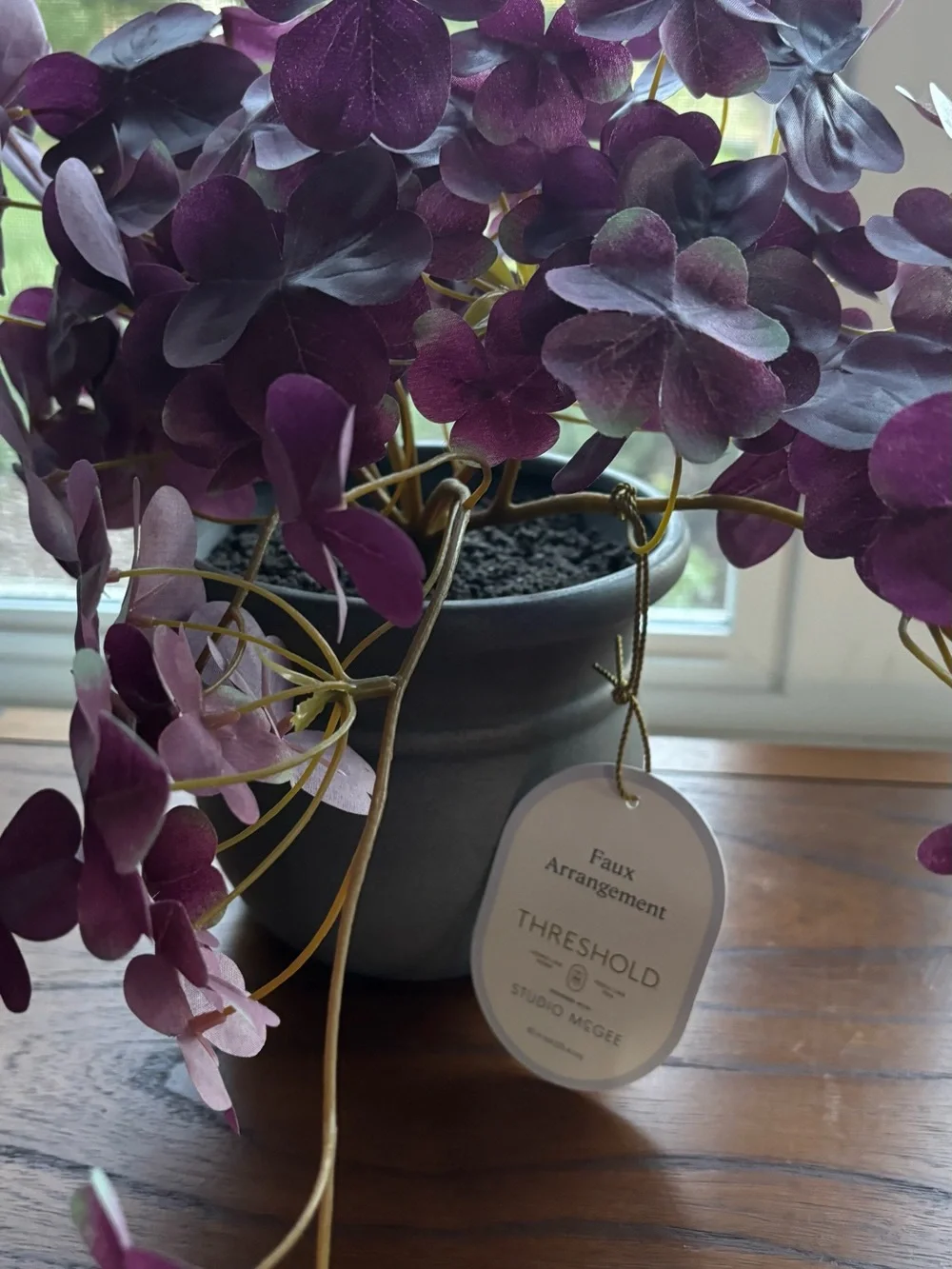Threshold Deep Purple Oxalis Faux Plant in Black Ceramic Pot NWT